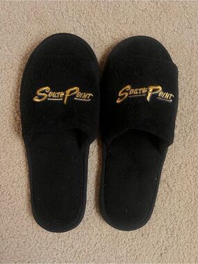 Black South Point Embroidered Slippers